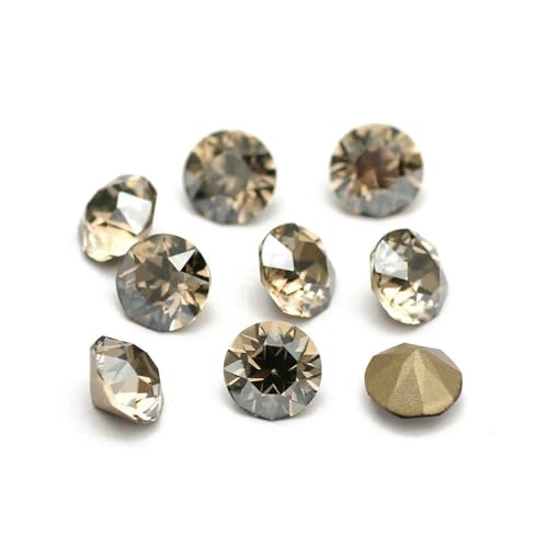 10 Stück super bunte 5A-Strasssteine zum Selbermachen von Schmuck, Glasperlen mit Pointback, rund, zum Aufkleben auf Nagelkunst-Zubehör, Kristalle, Fleck, 10 mm, 10 Stück von QOVBD
