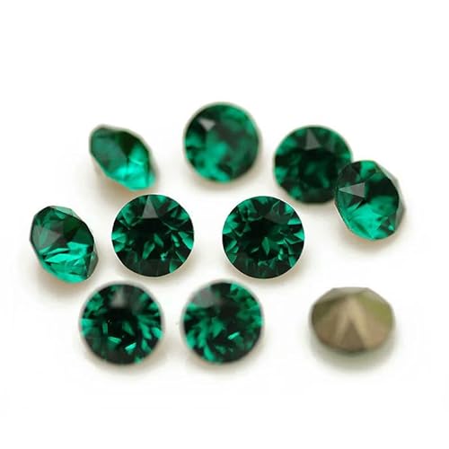 10 Stück super bunte 5A-Strasssteine zum Selbermachen von Schmuck, Glasperlen mit Pointback, rund, zum Aufkleben auf Nagelkunst-Zubehör, Kristalle, Smaragdgrün, 10 mm, 10 Stück von QOVBD