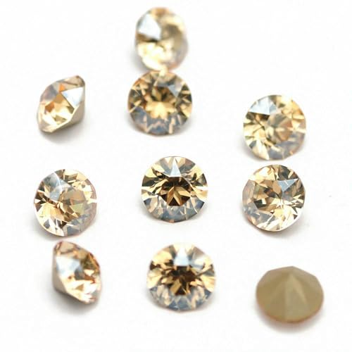 10 Stück super bunte 5A-Strasssteine zum Selbermachen von Schmuck, Glasperlen mit Pointback, rund, zum Aufkleben auf Nagelkunst-Zubehör, Kristalle – Golden Shadow – 6,2 mm – 10 Stück von QOVBD