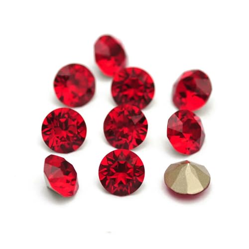10 Stück super bunte 5A-Strasssteine zum Selbermachen von Schmuck, Glasperlen mit Pointback, rund, zum Aufkleben auf Nagelkunst-Zubehör, Kristalle – Helles Siam – 5,3,0 mm – 10 Stück von QOVBD