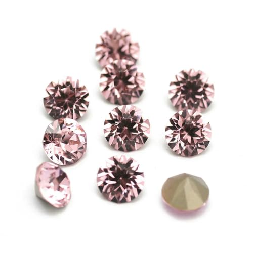 10 Stück super bunte 5A-Strasssteine zum Selbermachen von Schmuck, Glasperlen mit Pointback, rund, zum Aufkleben auf Nagelkunst-Zubehör, Kristalle – Hellrosa – 10 mm – 10 Stück von QOVBD