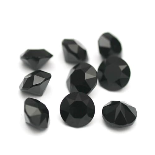 10 Stück super bunte 5A-Strasssteine zum Selbermachen von Schmuck, Glasperlen mit Pointback, rund, zum Aufkleben auf Nagelkunst-Zubehör, Kristalle-Jet-5,3,0 mm-10 Stück von QOVBD
