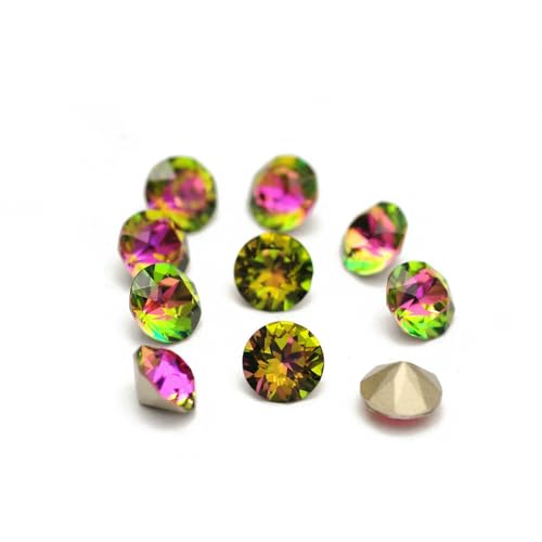 10 Stück super bunte 5A-Strasssteine zum Selbermachen von Schmuck, Glasperlen mit Pointback, rund, zum Aufkleben auf Nagelkunst-Zubehör, Kristalle – Violett-Rosé – 10 mm – 10 Stück von QOVBD