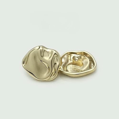 10 Stück unregelmäßig geformte Knöpfe, schöne gold-/silberfarbene Metallknöpfe mit Schaft, Nähzubehör für Kleidung, Gold, 20 mm von QOVBD