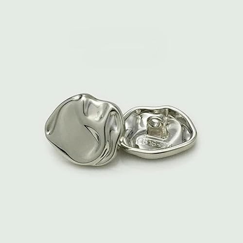 10 Stück unregelmäßig geformte Knöpfe, schöne gold-/silberfarbene Metallknöpfe mit Schaft, Nähzubehör für Kleidung, Silber, 20 mm von QOVBD