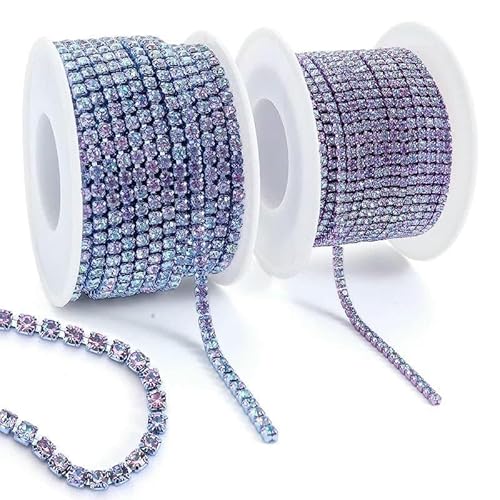 10 Yard/Rolle Strassbesatz, Cup-Kette, Gold, Diamant-Strass, dekorative Applikation, Kristallbesatz für Kleider, Hellviolett, Vulkan-SS12 – 10 Yards von QOVBD