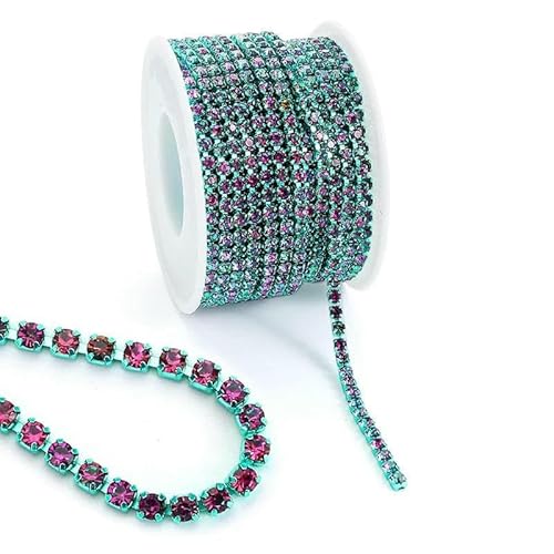 10 Yard/Rolle Strassbesatz, Cup-Kette, Gold, Diamant-Strass, dekorative Applikation, Kristallbesatz für Kleider, Peridot Volcano-SS6 – 10 Yards von QOVBD