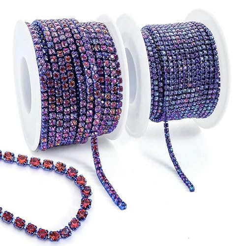 10 Yard/Rolle Strassbesatz, Cup-Kette, Gold, Diamant-Strass, dekorative Applikation, Kristallbesatz für Kleider, Saphir-Vulkan, SS6 – 10 Yards von QOVBD