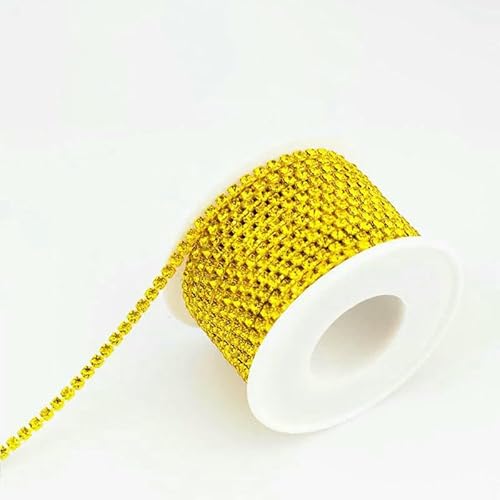 10 Yards/Rolle SS6-SS16 Mehrfarbige Strasskette zum Aufnähen, Strassbesatz, Tassenkette für Kleidungsstücke, DIY-Zubehör, Citrin, SS12 (3,0 mm) von QOVBD