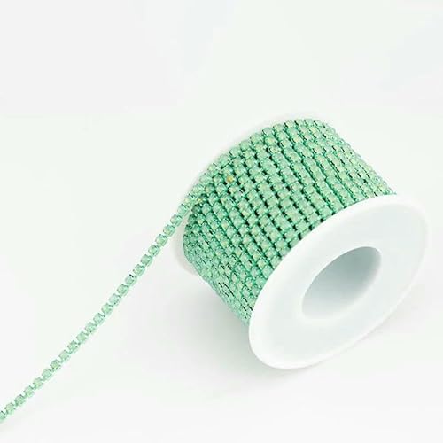 10 Yards/Rolle SS6-SS16 Mehrfarbige Strasskette zum Aufnähen, Strassbesatz, Tassenkette für Kleidungsstücke, DIY-Zubehör, Pazifischer Opal, SS8 (2,5 mm) von QOVBD