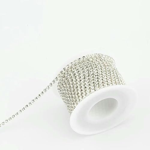 10 Yards/Rolle SS6-SS16 Mehrfarbige Strasskette zum Aufnähen, Strassbesatz, Tassenkette für Kleidungsstücke, DIY-Zubehör, Splitterkristall, SS16 (4,0 mm) von QOVBD