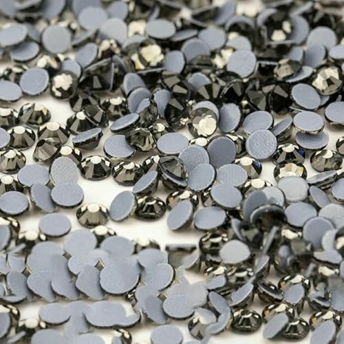 10.000 Stück Glaskristall-Hotfix-Strasssteine mit flacher Rückseite, Glitzer-Strasssteine für DIY-Stoffkleidung, 003 Schwarzer Diamant, SS20 – 10.000 (Stück) von QOVBD