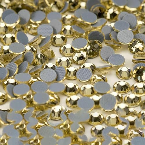 10.000 Stück Glaskristall-Hotfix-Strasssteine mit flacher Rückseite, Glitzer-Strasssteine für DIY-Stoffkleidung, 004 Jonquil, SS20 – 10.000 (Stück) von QOVBD