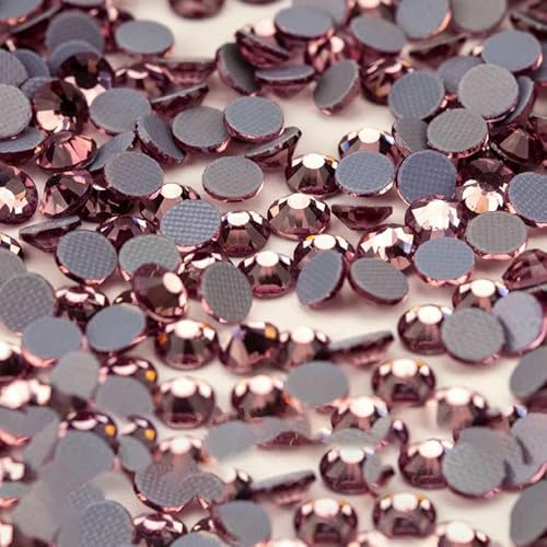 10.000 Stück Glaskristall-Hotfix-Strasssteine mit flacher Rückseite, Glitzer-Strasssteine für DIY-Stoffkleidung, 032 Lt.Amethyst-SS20 – 10.000 (Stück) von QOVBD