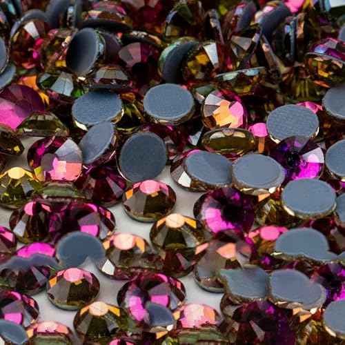 10.000 Stück Glaskristall-Hotfix-Strasssteine mit flacher Rückseite, Glitzer-Strasssteine für DIY-Stoffkleidung, 038 Rose Flare, SS20 – 10.000 (Stück) von QOVBD