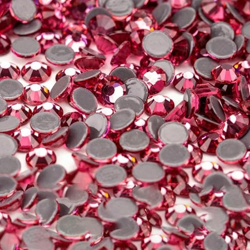 10.000 Stück Glaskristall-Hotfix-Strasssteine mit flacher Rückseite, Glitzer-Strasssteine für DIY-Stoffkleidung, 041 Rose, SS12 – 10.000 (Stück) von QOVBD