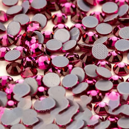 10.000 Stück Glaskristall-Hotfix-Strasssteine mit flacher Rückseite, Glitzer-Strasssteine für DIY-Stoffkleidung, 042 Fuchsia, SS16 – 10.000 (Stück) von QOVBD