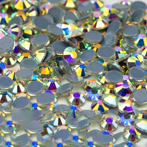 10.000 Stück Glaskristall-Hotfix-Strasssteine mit flacher Rückseite, Glitzer-Strasssteine für DIY-Stoffkleidung, 055 Crystal AB-SS6 – 10.000 (Stück) von QOVBD
