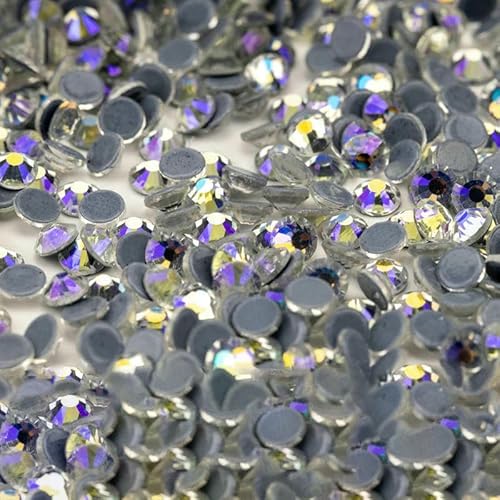10.000 Stück Glaskristall-Hotfix-Strasssteine mit flacher Rückseite, Glitzer-Strasssteine für DIY-Stoffkleidung, 061 Moon Shadow, SS20 – 10.000 (Stück) von QOVBD