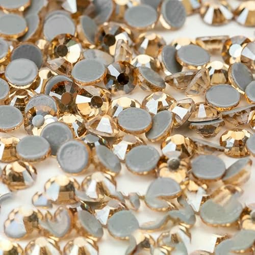 10.000 Stück Glaskristall-Hotfix-Strasssteine mit flacher Rückseite, Glitzer-Strasssteine für DIY-Stoffkleidungsstücke – 058 Golden Shadow – SS20 – 10.000 (Stück) von QOVBD