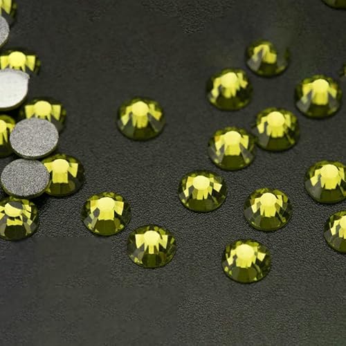 10.000 Stück Großhandels-Glas-Strasssteine ohne Hotfix, Glitzerkristall, flache Rückseite, Strassstein, Edelstein, Nagelkunst, Diamant-Dekoration, 021 Olivine-SS6 – von QOVBD