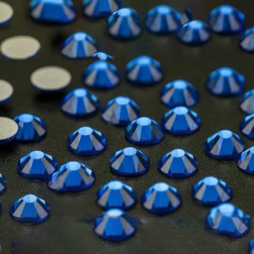 10.000 Stück Großhandels-Glas-Strasssteine ohne Hotfix, Glitzerkristall, flache Rückseite, Strasssteine, Edelsteine, Nagelkunst, Diamant-Dekoration, 029 Capriblau, SS von QOVBD