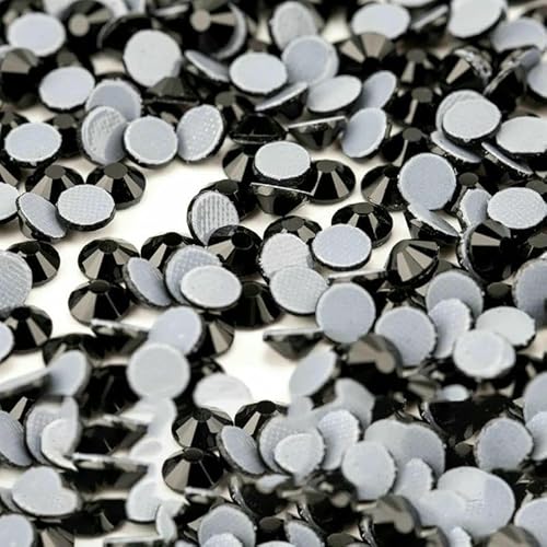 10.000 Stück Großhandels-Glaskristall-Hotfix-Strasssteine mit flacher Rückseite, Glitzer-Strasssteine für DIY-Stoffkleidung, 002 Jet-SS16 – 10.000 (Stück) von QOVBD