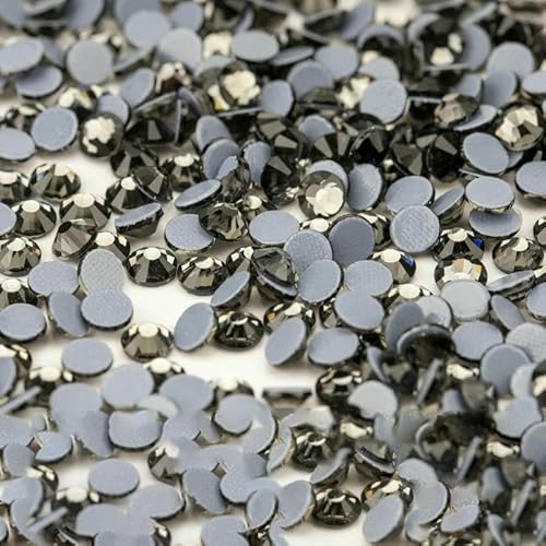 10.000 Stück Großhandels-Glaskristall-Hotfix-Strasssteine mit flacher Rückseite, Glitzer-Strasssteine für DIY-Stoffkleidung, 003 Schwarzer Diamant, SS16 – 10.000 (Stück) von QOVBD