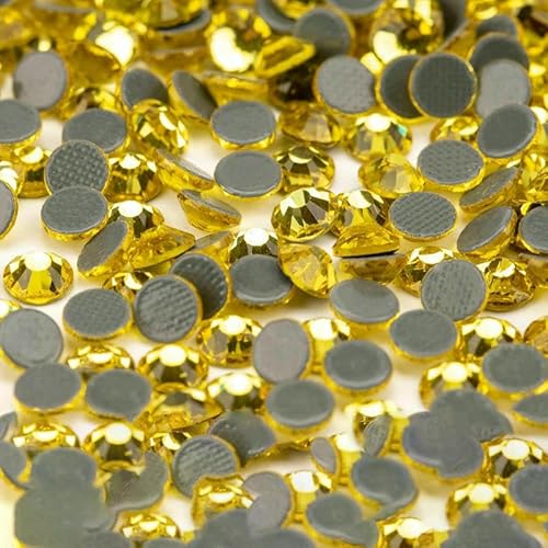 10.000 Stück Großhandels-Glaskristall-Hotfix-Strasssteine mit flacher Rückseite, Glitzer-Strasssteine für DIY-Stoffkleidung, 005 Citrin, SS16 – 10.000 (Stück) von QOVBD