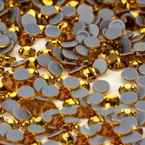 10.000 Stück Großhandels-Glaskristall-Hotfix-Strasssteine mit flacher Rückseite, Glitzer-Strasssteine für DIY-Stoffkleidung, 006 Topas, SS16 – 10.000 (Stück) von QOVBD