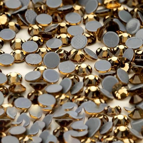 10.000 Stück Großhandels-Glaskristall-Hotfix-Strasssteine mit flacher Rückseite, Glitzer-Strasssteine für DIY-Stoffkleidung, 007 Lt.Co.Topaz-SS12 – 10.000 (Stück) von QOVBD