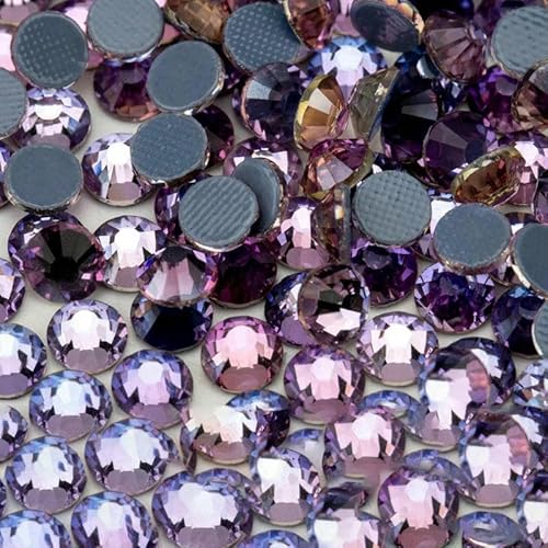 10.000 Stück Großhandels-Glaskristall-Hotfix-Strasssteine mit flacher Rückseite, Glitzer-Strasssteine für DIY-Stoffkleidung, 037 Engelviolett, SS10 – 10.000 (Stück) von QOVBD