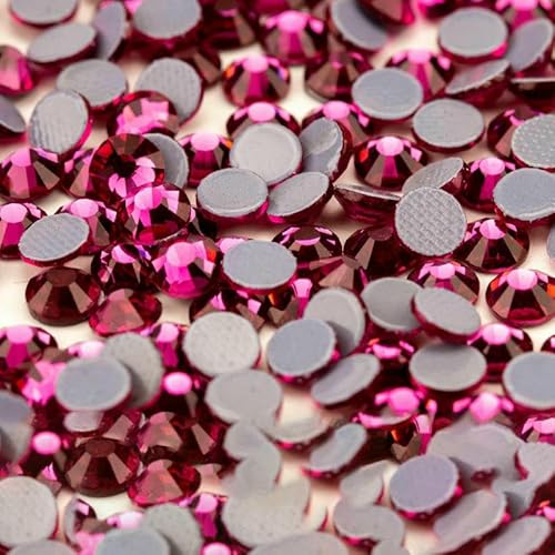 10.000 Stück Großhandels-Glaskristall-Hotfix-Strasssteine mit flacher Rückseite, Glitzer-Strasssteine für DIY-Stoffkleidung, 042 Fuchsia, SS20 – 10.000 (Stück) von QOVBD