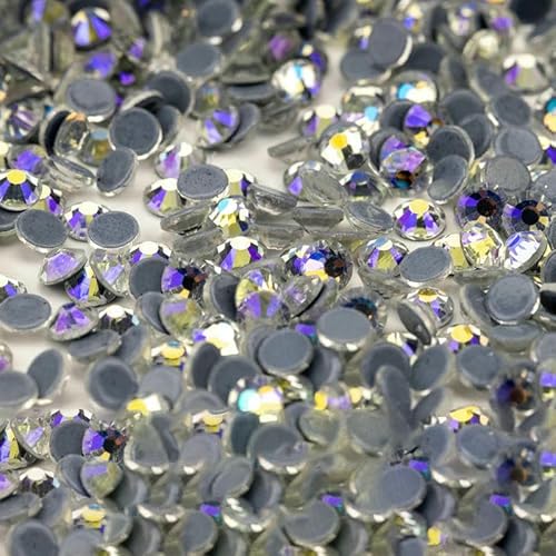 10.000 Stück Großhandels-Glaskristall-Hotfix-Strasssteine mit flacher Rückseite, Glitzer-Strasssteine für DIY-Stoffkleidung, 061 Moon Shadow, SS6 – 10.000 (Stück) von QOVBD