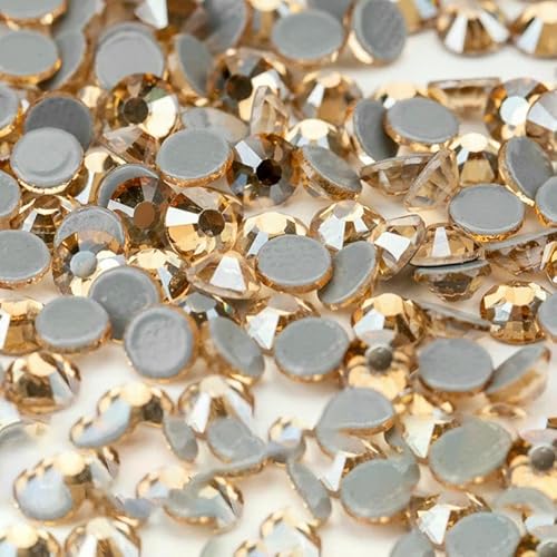 10.000 Stück Großhandels-Glaskristall-Hotfix-Strasssteine mit flacher Rückseite, Glitzer-Strasssteine für DIY-Stoffkleidung – 058 Golden Shadow – SS16 – 10.000 (Stück) von QOVBD