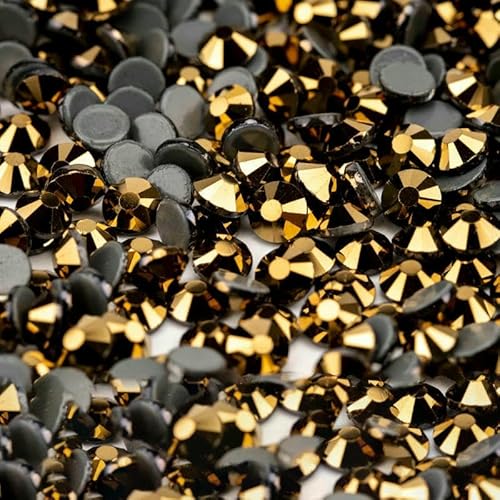 10.000 Stück Großhandels-Glaskristall-Hotfix-Strasssteine mit flacher Rückseite, Glitzer-Strasssteine für DIY-Stoffkleidungsstücke, 067 Aurum-SS10 – 10.000 (Stück) von QOVBD