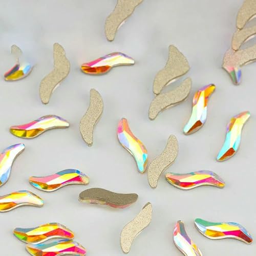 100/500/1440 Stück Kristall-Strasssteine in Glasform, Kristall AB, flache Rückseite, Glitzersteine für DIY-Nagelkunst-Dekorationen, SAB-Serie, 1,5 x 7 mm – SAB34, 10 von QOVBD