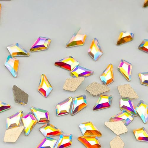 100/500/1440 Stück Kristall-Strasssteine in Glasform, Kristall AB, flache Rückseite, Glitzersteine für DIY-Nagelkunst-Dekorationen, SAB-Serie, 3 x 5 mm – SAB32, 100 von QOVBD