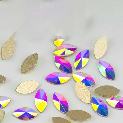 100/500/1440 Stück Kristall-Strasssteine in Glasform, Kristall AB, flache Rückseite, Glitzersteine für DIY-Nagelkunst-Dekorationen, SAB-Serie, 3 x 6 mm – SAB23, 500 von QOVBD