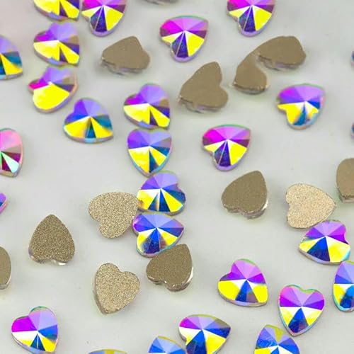 100/500/1440 Stück Kristall-Strasssteine in Glasform, Kristall AB, flache Rückseite, Glitzersteine für DIY-Nagelkunst-Dekorationen, SAB-Serie, 4 x 4,0 mm – SAB46, 10 von QOVBD