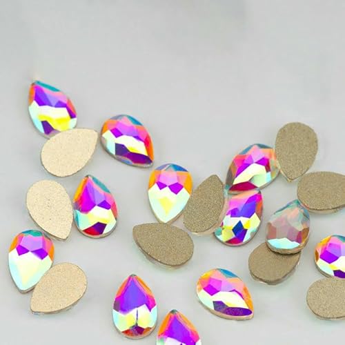 100/500/1440 Stück Kristall-Strasssteine in Glasform, Kristall AB, flache Rückseite, Glitzersteine für DIY-Nagelkunst-Dekorationen, SAB-Serie, 4 x 6 mm – SAB19, 1440 100/500/1440 Stück Kristall-Strasssteine in Glasform, Kristall AB, flache Rückseite, Glitzersteine für DIY-Nagelkunst-Dekorationen, SAB-Serie, 4 x 6 mm – SAB19, 1440 von QOVBD