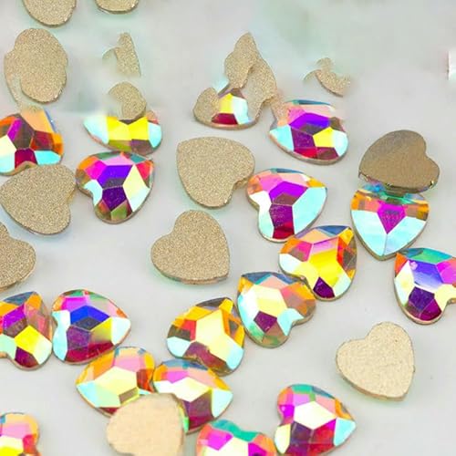 100/500/1440 Stück Kristall-Strasssteine in Glasform, Kristall AB, flache Rückseite, Glitzersteine für DIY-Nagelkunst-Dekorationen, SAB-Serie, 5,5 x 6 mm – SAB38, 10 von QOVBD