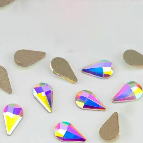100/500/1440 Stück Kristall-Strasssteine in Glasform, Kristall AB, flache Rückseite, Glitzersteine für DIY-Nagelkunst-Dekorationen, SAB-Serie, 5 x 8 mm – SAB05, 500 100/500/1440 Stück Kristall-Strasssteine in Glasform, Kristall AB, flache Rückseite, Glitzersteine für DIY-Nagelkunst-Dekorationen, SAB-Serie, 5 x 8 mm – SAB05, 500 von QOVBD