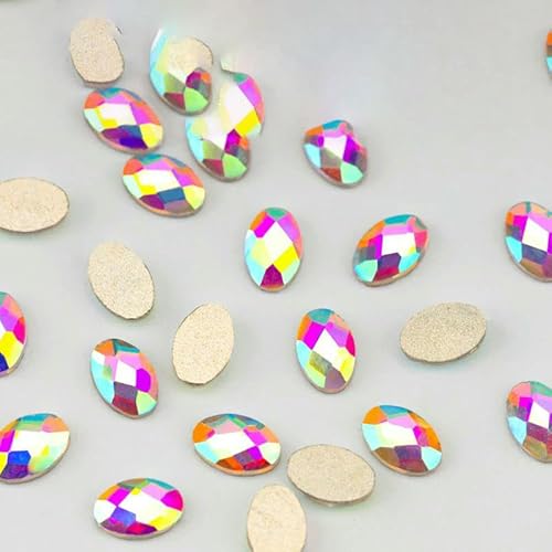 100/500/1440 Stück Kristall-Strasssteine in Glasform, Kristall AB, flache Rückseite, Glitzersteine für DIY-Nagelkunst-Dekorationen, SAB-Serie, 8 x 6 mm – SAB21, 500 100/500/1440 Stück Kristall-Strasssteine in Glasform, Kristall AB, flache Rückseite, Glitzersteine für DIY-Nagelkunst-Dekorationen, SAB-Serie, 8 x 6 mm – SAB21, 500 von QOVBD