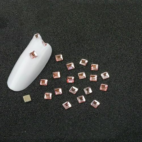 100/500 Stück, hellrosa, gemischte Form, Glaskristall, flache Rückseite, 3D-Nagelkunst-Strasssteine für DIY-Nagelkunst-Dekorationszubehör, P356, 3,0 mm, 500 Stück von QOVBD