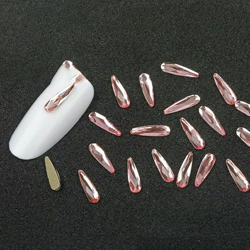 100/500 Stück, hellrosa, gemischte Form, Glaskristall, flache Rückseite, 3D-Nagelkunst-Strasssteine für DIY-Nagelkunst-Dekorationszubehör, P362, 3 x 10 mm, 500 Stück von QOVBD