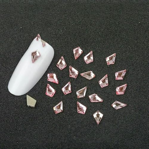 100/500 Stück, hellrosa, gemischte Form, Glaskristall, flache Rückseite, 3D-Nagelkunst-Strasssteine für DIY-Nagelkunst-Dekorationszubehör, P363, 4 x 6 mm, 500 Stück von QOVBD