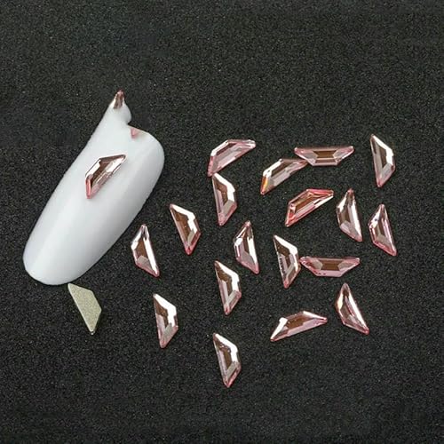 100/500 Stück, hellrosa, gemischte Form, Glaskristall, flache Rückseite, 3D-Nagelkunst-Strasssteine für DIY-Nagelkunst-Dekorationszubehör, P366, 3 x 8 mm, 100 Stück von QOVBD