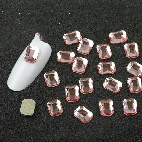 100/500 Stück, hellrosa, gemischte Form, Glaskristall, flache Rückseite, 3D-Nagelkunst-Strasssteine für DIY-Nagelkunst-Dekorationszubehör, P368, 6 x 8 mm, 500 Stück von QOVBD