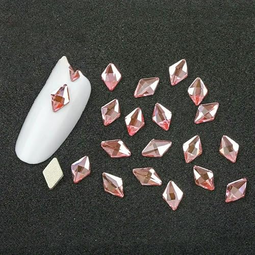 100/500 Stück, hellrosa, gemischte Form, Glaskristall, flache Rückseite, 3D-Nagelkunst-Strasssteine für DIY-Nagelkunst-Dekorationszubehör, P378, 5 x 8 mm, 500 Stück von QOVBD